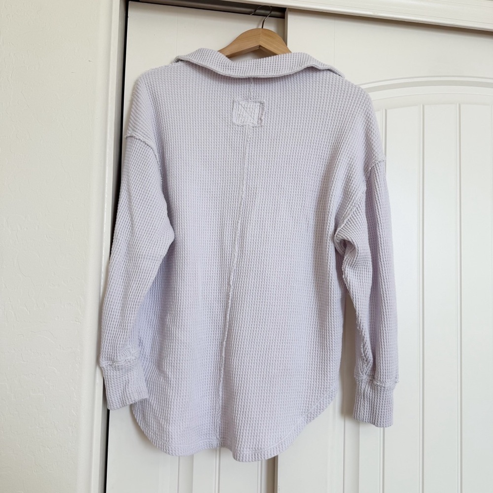 Aerie Light Purple Waffleknit V-Neck Pullover Sweater - Picture 2 of 6